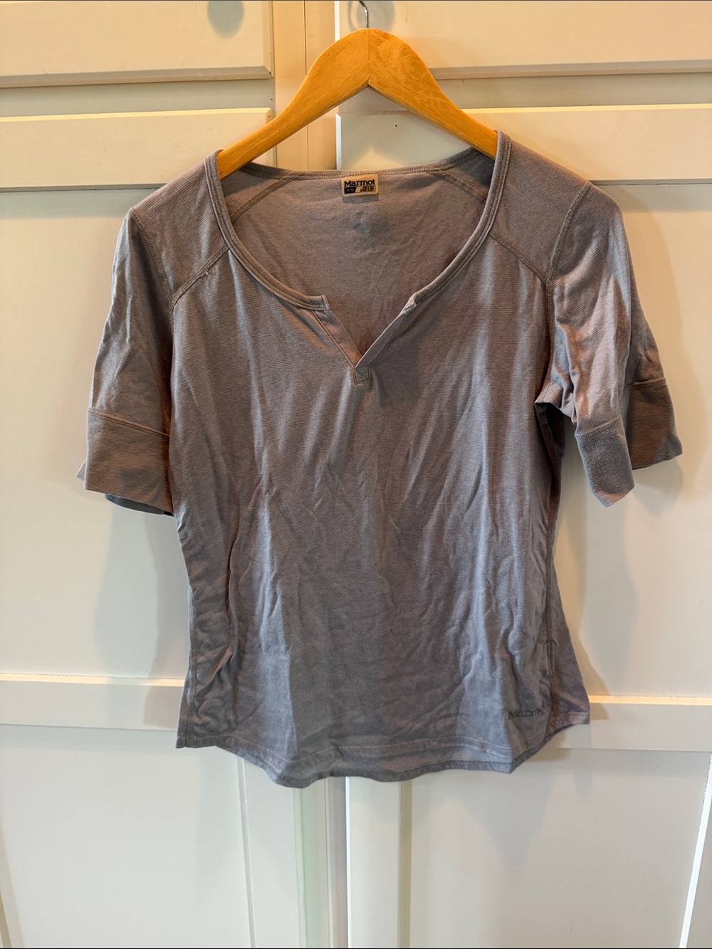 Marmot Women's Light Gray Short Sleeve V-Notch Tee